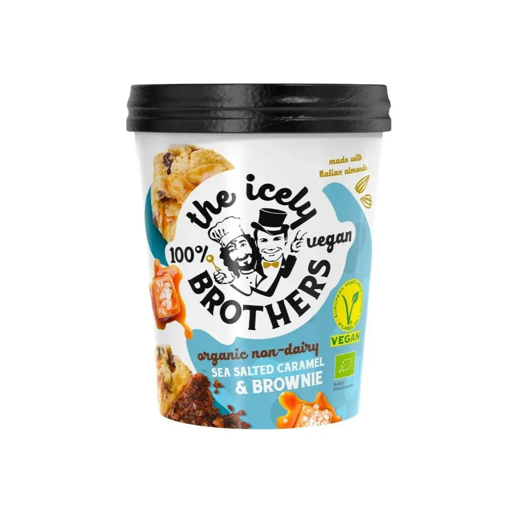 HAPPY MRS JERSEY - БИО СЛАДОЛЕД ICELY BROTHERS - SALTED CARAMEL BROWNIE - 460 ml