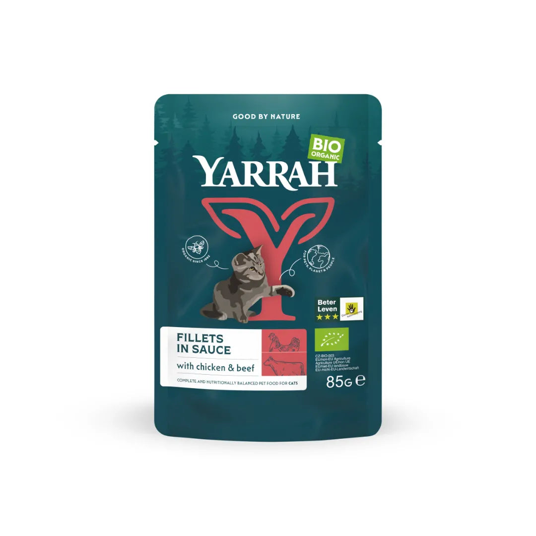 YARRAH - БИО КОТЕШКА ХРАНА POUCH ТЕЛЕШКО В СОС - 85 г