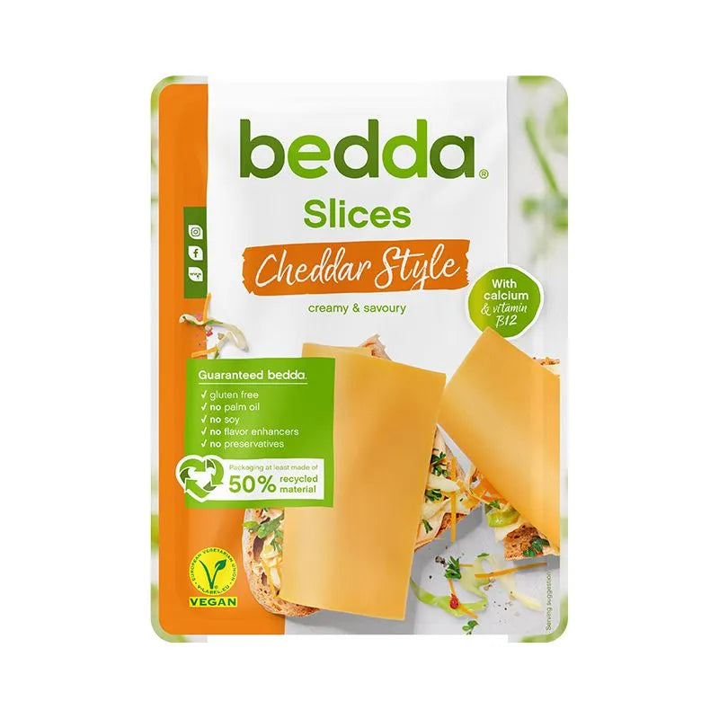 Bedda - ВЕГАН ЗАМЕСТИТЕЛ НА СИРЕНЕ СЛАЙС - ЧЕДАР - 150 г