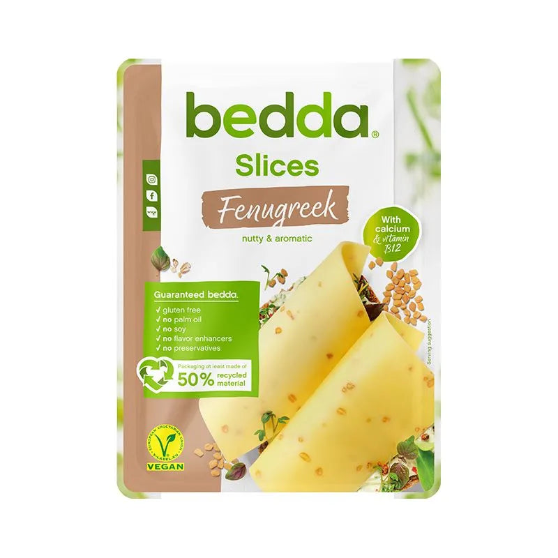 Bedda - ВЕГАН ЗАМЕСТИТЕЛ НА СИРЕНЕ СЛАЙС - СЪС СЕМЕНА ОТ СМИНДУХ - 150 г