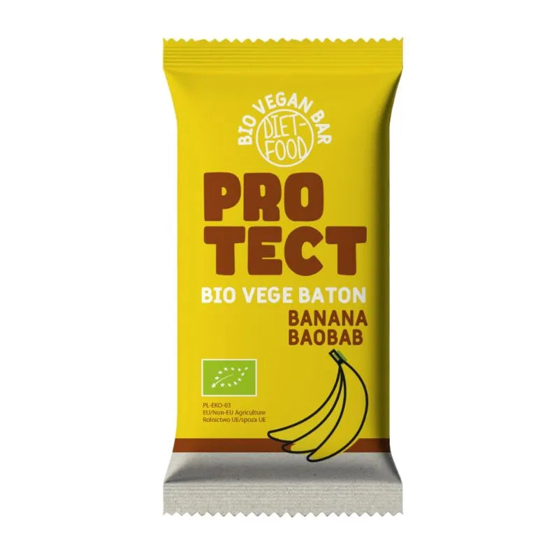 DIET FOOD - БИО ВЕГАН БАР PROTECT С БАНАН И БАОБАБ - 35 г