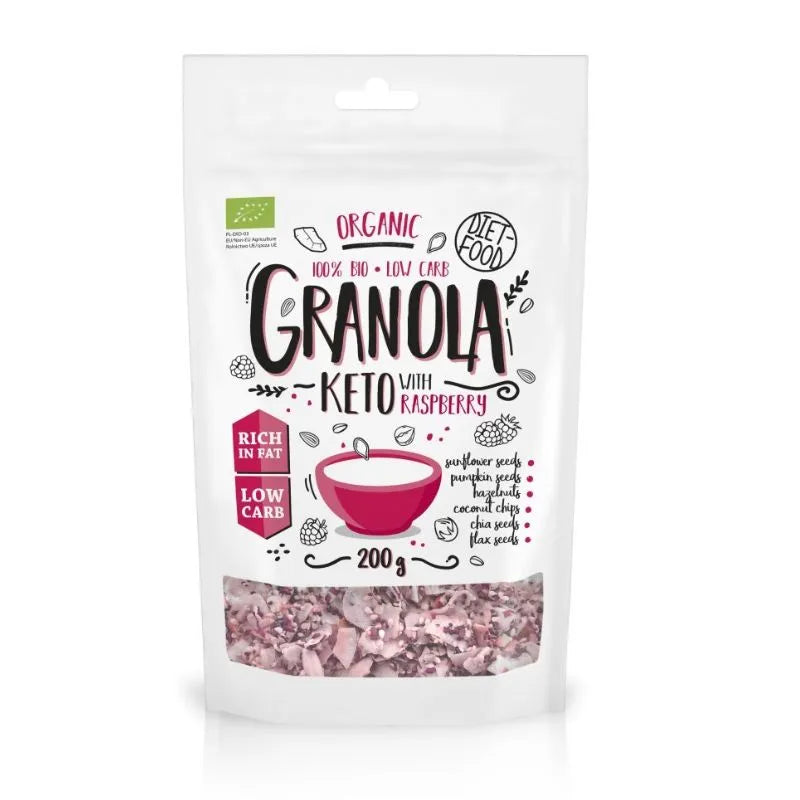 DIET FOOD - БИО КЕТО ГРАНОЛА С МАЛИНИ - 200 г