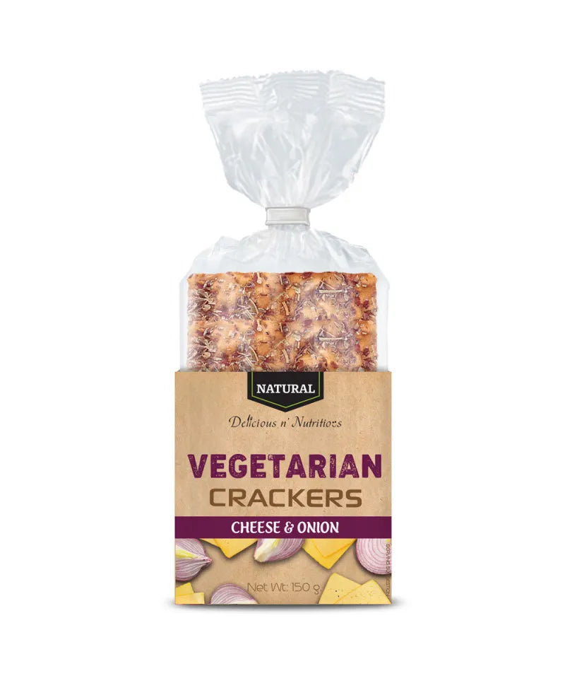 DELICIOUS N' NUTRITIOUS - НАТУРАЛНИ КРЕКЕРИ СЪС СИРЕНЕ И ЛУК - 150 g