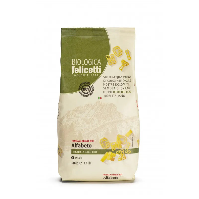 FELICETTI - БИО ПАСТА БУКВИЧКИ ОТ СЕМОЛИНА - 500 г