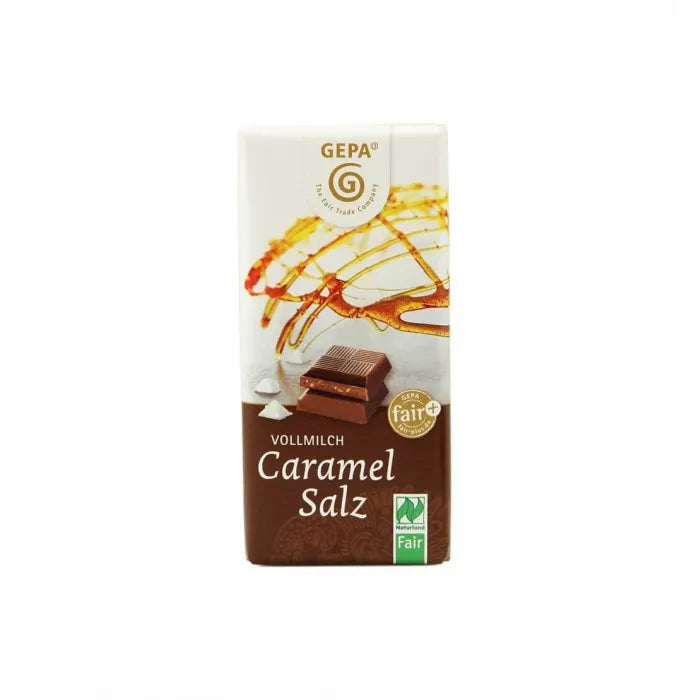 GEPA - БИО ШОКОЛАД МЛЕЧЕН С КАРАМЕЛ И СОЛ (CARAMEL SALZ) - 40 г