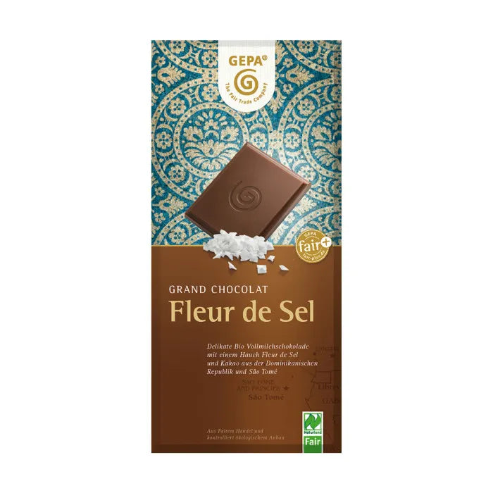GEPA - БИО ШОКОЛАД МЛЕЧЕН С МОРСКА СОЛ (FLEUR DE SEL) - 100 г
