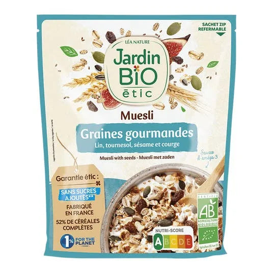 JARDIN BIO - БИО МЮСЛИ СЪС СЕМЕНА БЕЗ ДОБАВЕНА ЗАХАР - 375 г