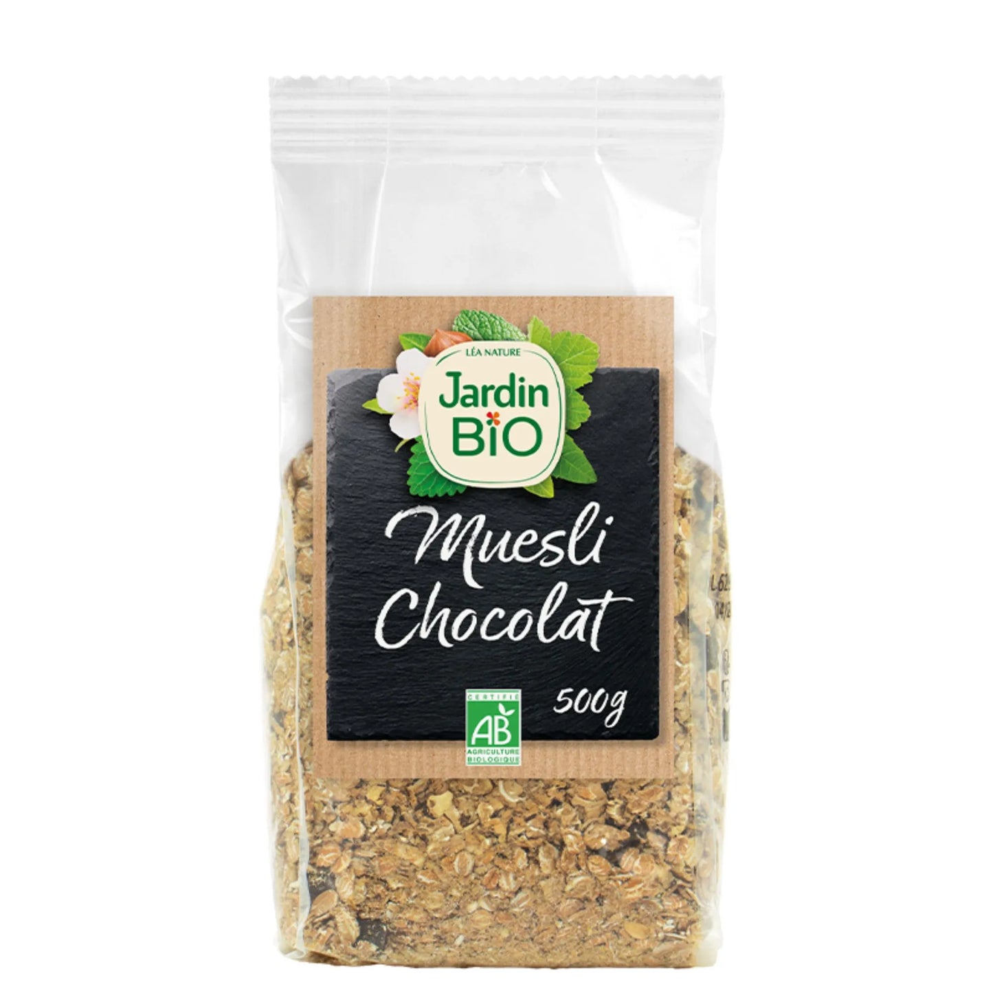 JARDIN BIO - БИО МЮСЛИ С ТЪМЕН ШОКОЛАД И ЛЕНЕНО СЕМЕ - 500 г