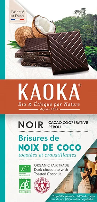 KAOKA - БИО ШОКОЛАД ТЪМЕН (58%) С КОКОС БЕЗ ЛЕЦИТИН - 100 г