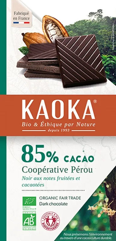 KAOKA - БИО ШОКОЛАД ТЪМЕН (85%) ОТ ПЕРУ - 100 г