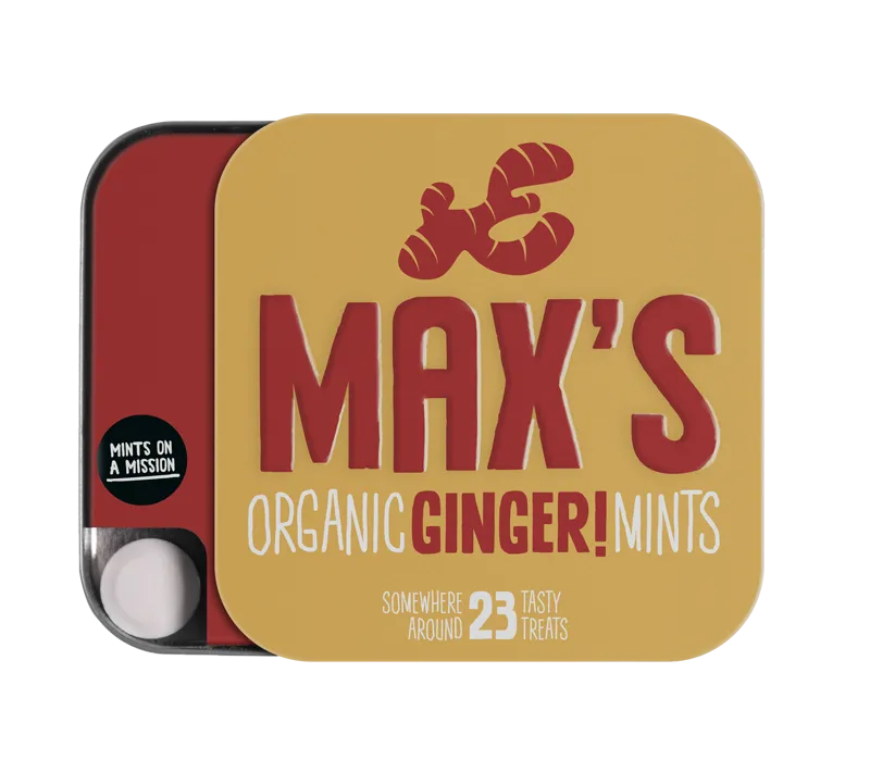 MAX'S MINTS - БИО МЕНТОВИ БОНБОНИ С ДЖИНДФИЖИЛ - 70 г
