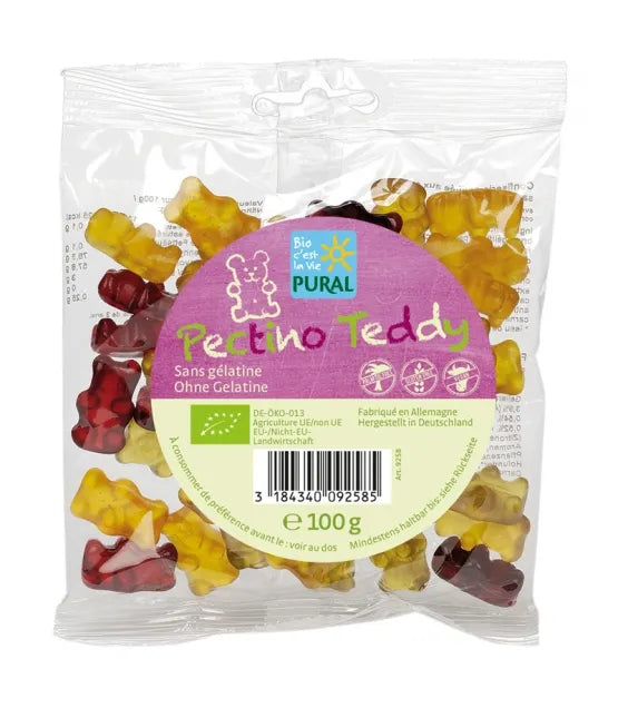 PURAL - БИО БОНБОНИ ЖЕЛИРАНИ ПЛОДОВИ МЕЧЕТА БЕЗ ЖЕЛАТИН - 100 г