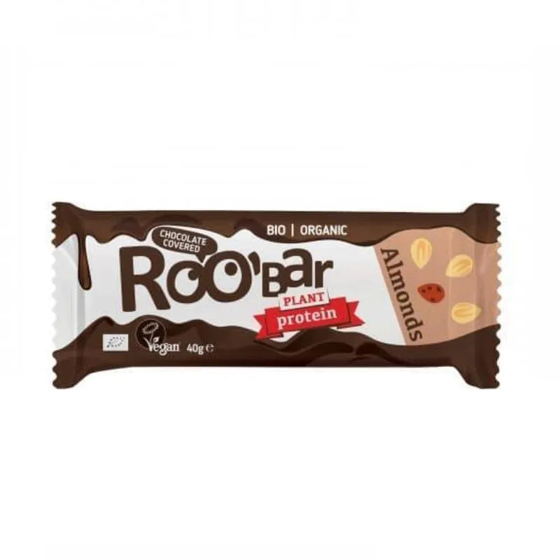 ROO’BAR - БИО ПРОТЕИНОВ БАР С БАДЕМИ ПОКРИТ С ШОКОЛАД - 40 г