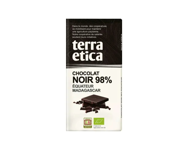 TERRA ETICA - БИО ШОКОЛАД ЧЕРЕН 98% ЕКВАДОР - МАДАГАСКАР - 100 г