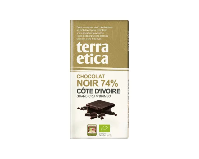 TERRA ETICA - БИО ШОКОЛАД ЧЕРЕН 74% БРЯГ НА СЛОНОВАТА КОСТ - 100 г