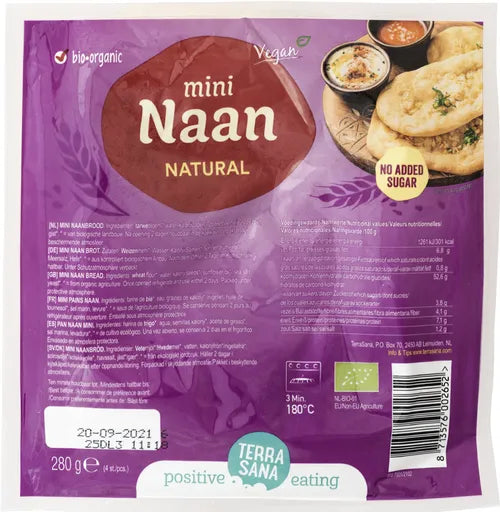 TERRA SANA - БИО ИНДИЙСКИ ХЛЯБ "NAAN" МИНИ НАТУРАЛЕН - 280 г