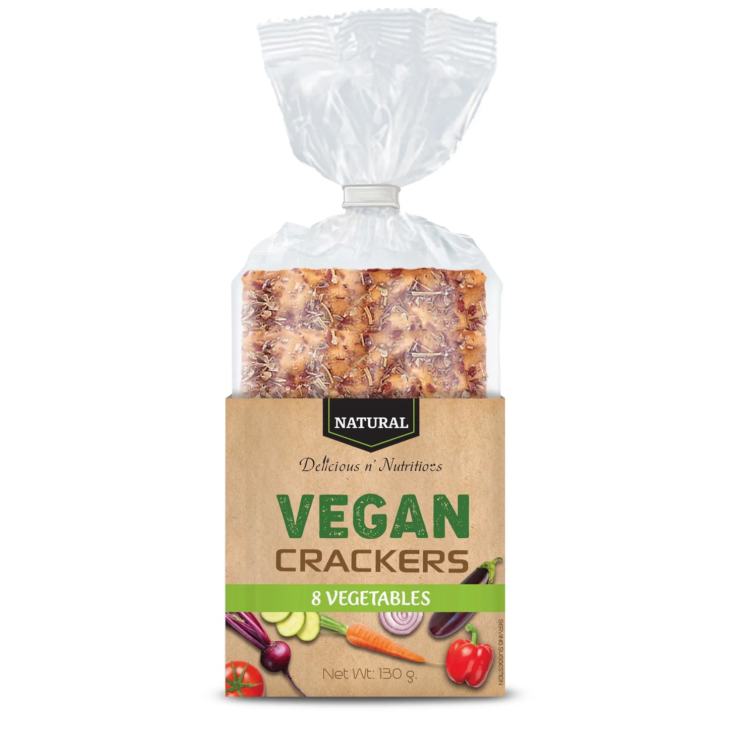 DELICIOUS N' NUTRITIOUS - ВЕГАН КРЕКЕРИ СЪС ЗЕЛЕНЧУЦИ - 130 g