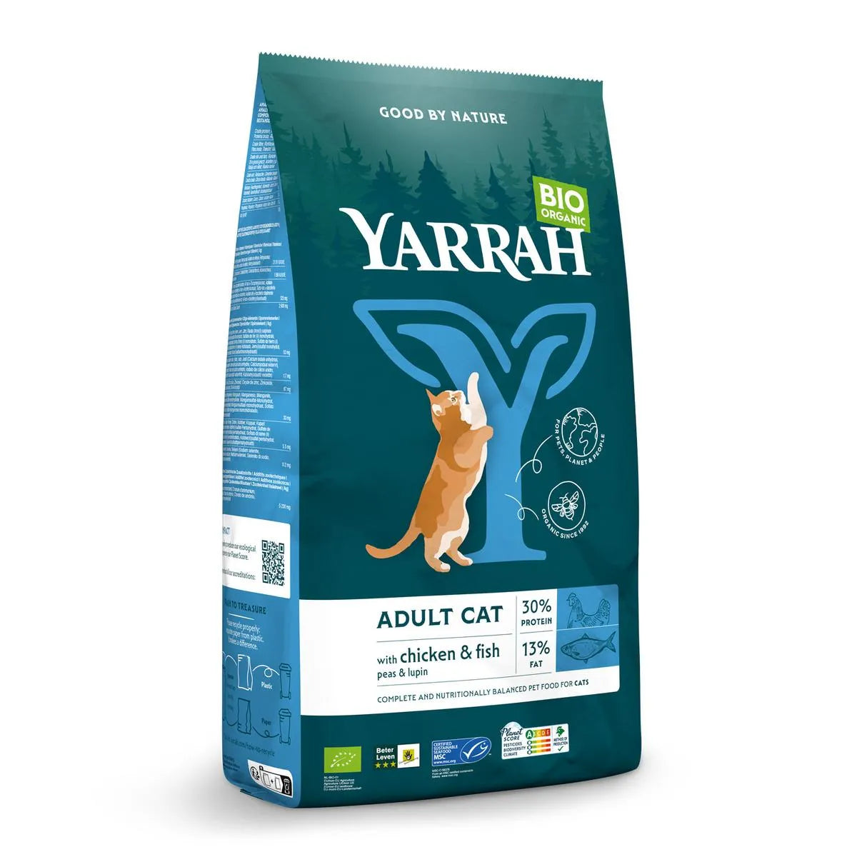 YARRAH - БИО КОТЕШКА ХРАНА СУХА ПИЛЕ И РИБА ADULT - 800 г