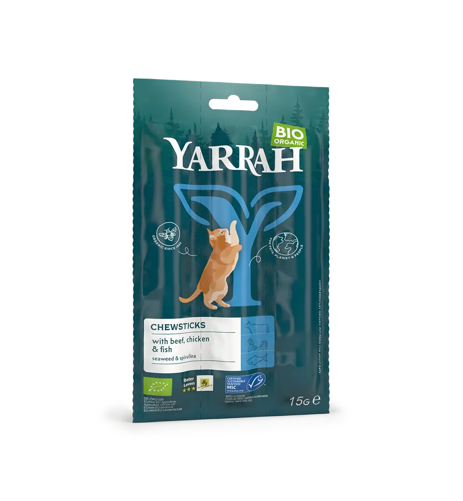 YARRAH - БИО КОТЕШКО ЛАКОМСТВО ПРЪЧИЦИ С РИБА - 3 х 5 г