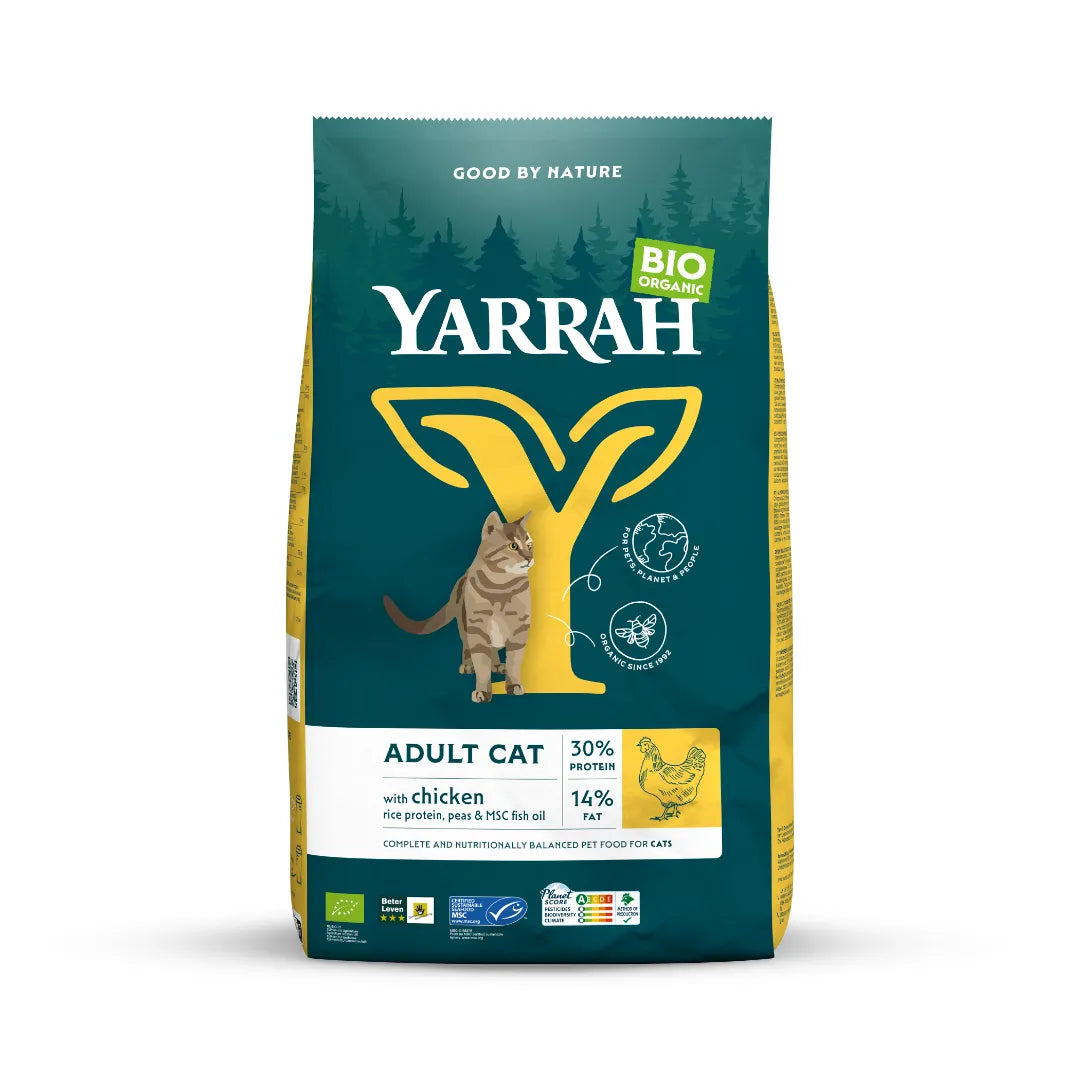 YARRAH - БИО КОТЕШКА ХРАНА СУХА ПИЛЕ ADULT - 2,4 кг