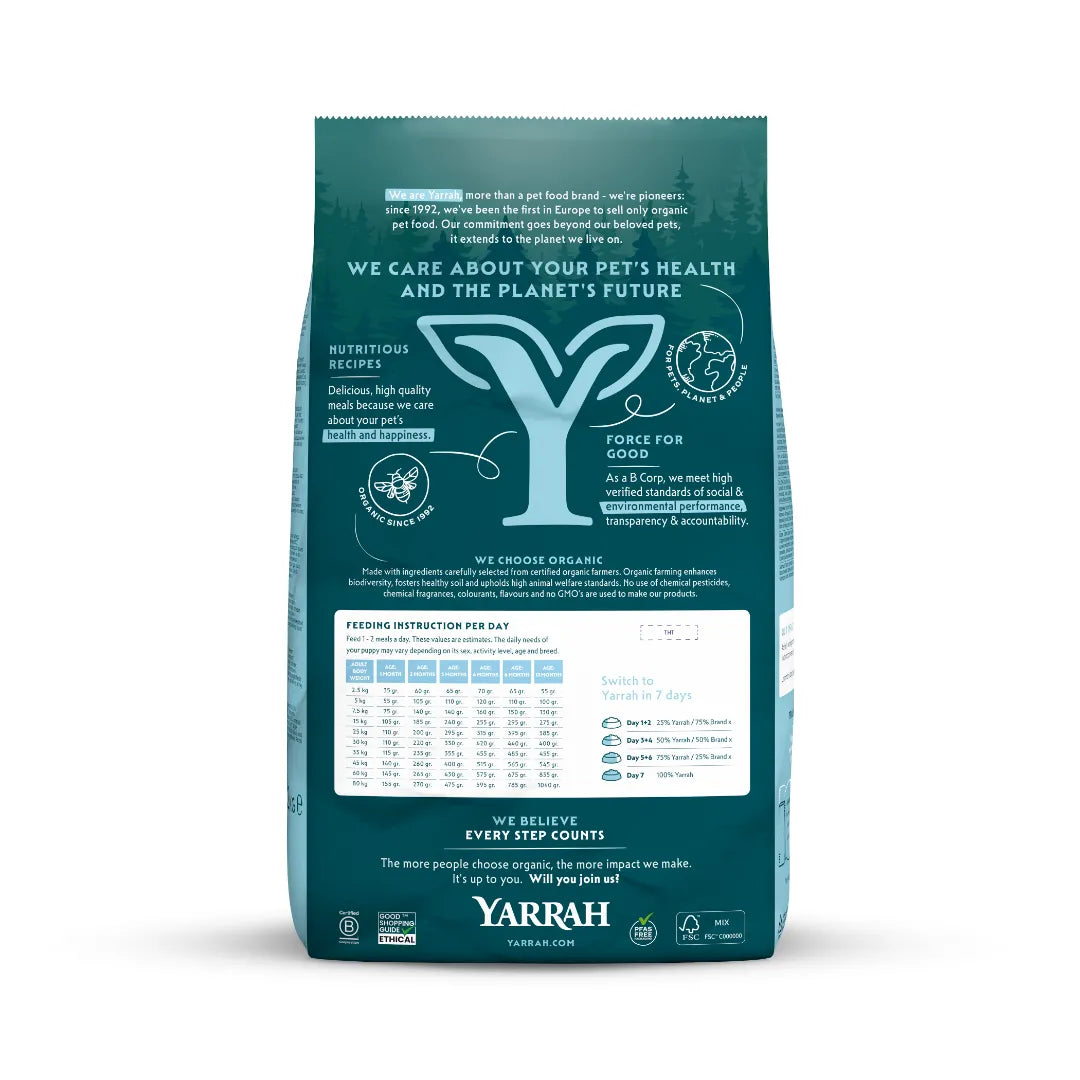 YARRAH - БИО КУЧЕШКА ХРАНА СУХА ЗА МАЛКИ КУЧЕНЦА ПИЛЕ - 2 кг