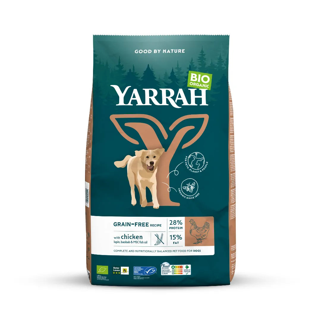 YARRAH - БИО КУЧЕШКА ХРАНА СУХА БЕЗ ЗЪРНО ПИЛЕ И РИБА ADULT - 10 кг