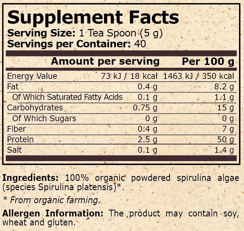 Pure Nutrition - БИО СПИРУЛИНА НА ПРАХ - 200 g