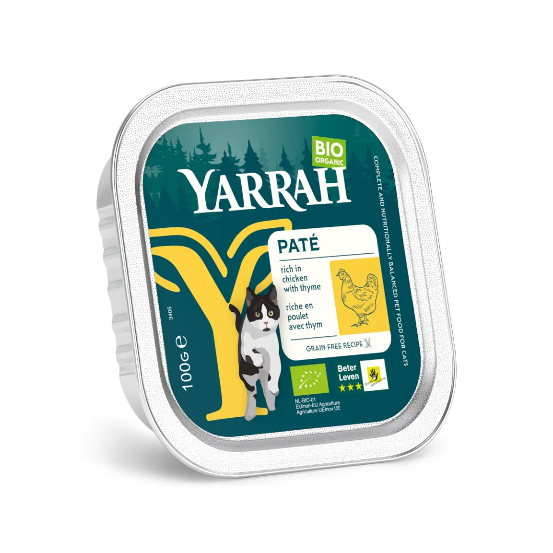 YARRAH - БИО КОТЕШКА ХРАНА ПАСТЕТ ОТ ПИЛЕ И МАЩЕРКА - 100 г