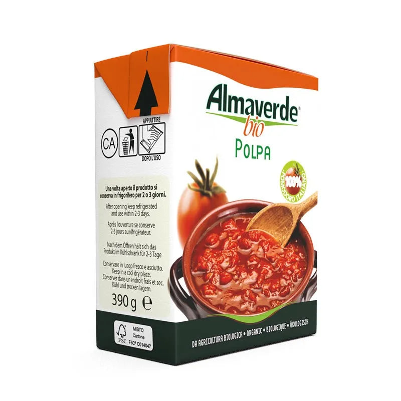 ALMAVERDE BIO - БИО ДОМАТЕНО ПЮРЕ С ПАРЧЕНЦА ДОМАТ ТЕТРА ПАК - 390 г