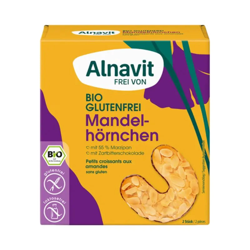 ALNAVIT - БИО БЕЗГЛУТЕНОВИ БИСКВИТИ ПОДКОВИ С БАДЕМ И ТЪМЕН ШОКОЛАД - 150 г