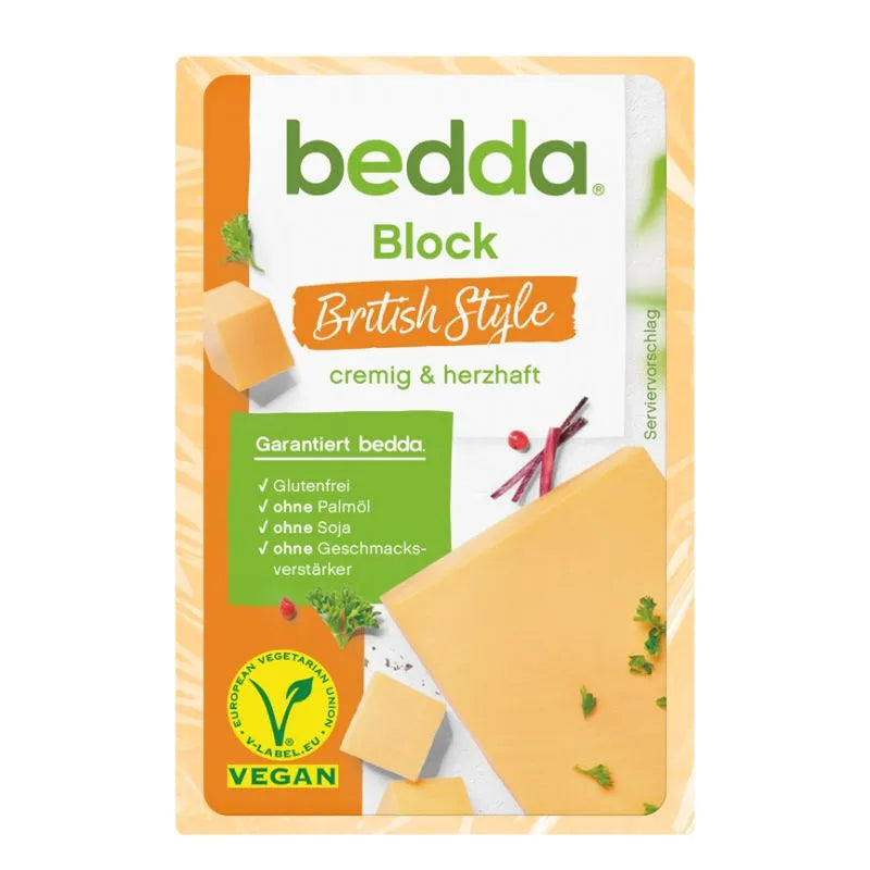 Bedda - ВЕГАН ЗАМЕСТИТЕЛ НА СИРЕНЕ БЛОК - ЧЕДАР - 200 г
