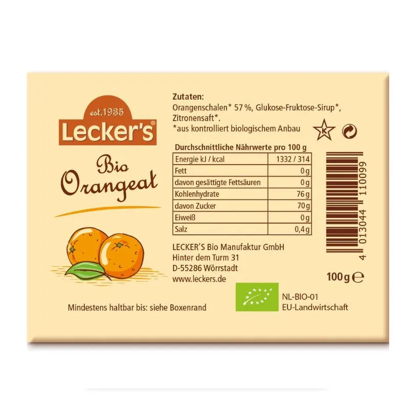 LECKER`S - БИО КОРИ ЗАХАРОСАНИ ПОРТОКАЛОВИ - 100 г