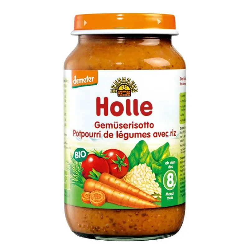 HOLLE - БИО ПЮРЕ РИЗОТО СЪС ЗЕЛЕНЧУЦИ - 220 г
