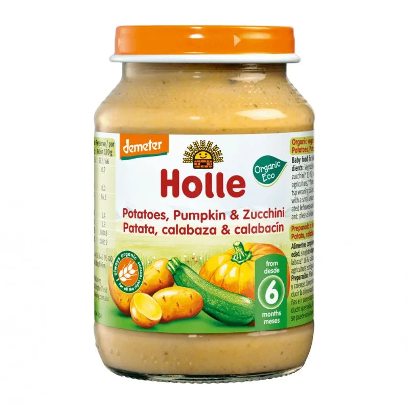 HOLLE - БИО ДЕМЕТЕР ПЮРЕ ОТ КАРТОФ, ТИКВА И  ТИКВИЧКА - 190 г