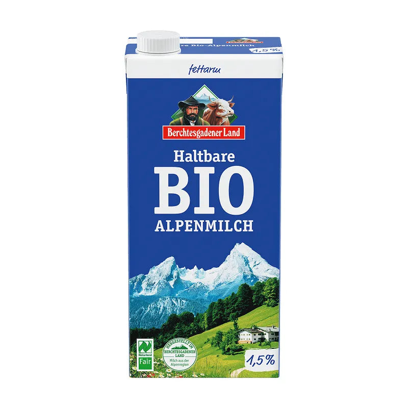 BERCHTESGADENER - 	БИО МЛЯКО АЛПИЙСКО С ДЪЛЪГ ЖИВОТ UHT - 1.5% - 1 л