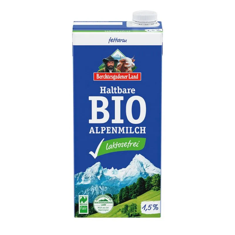 BERCHTESGADENER - 	БИО МЛЯКО АЛПИЙСКО С ДЪЛЪГ ЖИВОТ UHT БЕЗ ЛАКТОЗА - 1.5% - 1 л
