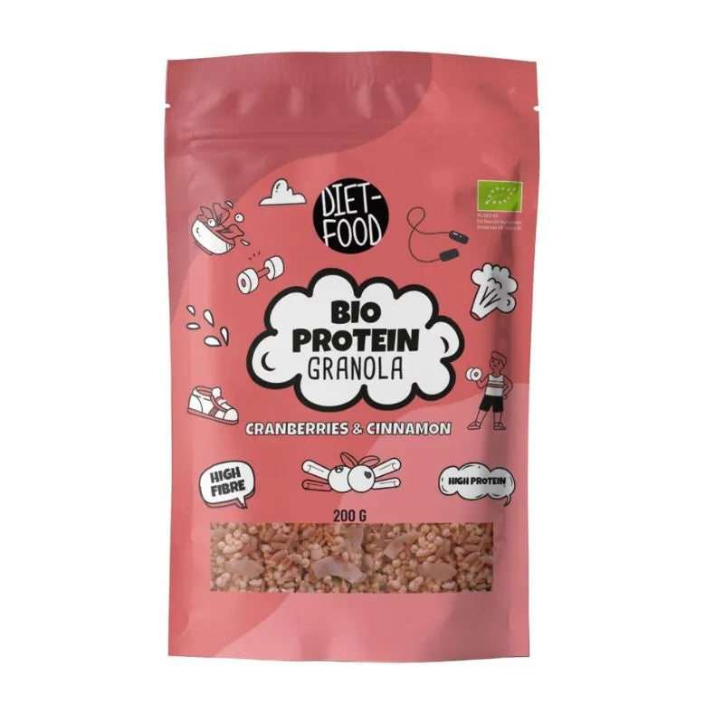 DIET FOOD - БИО ПРОТЕИНОВА ГРАНОЛА С БОРОВИНКИ И КАНЕЛА - 200 г