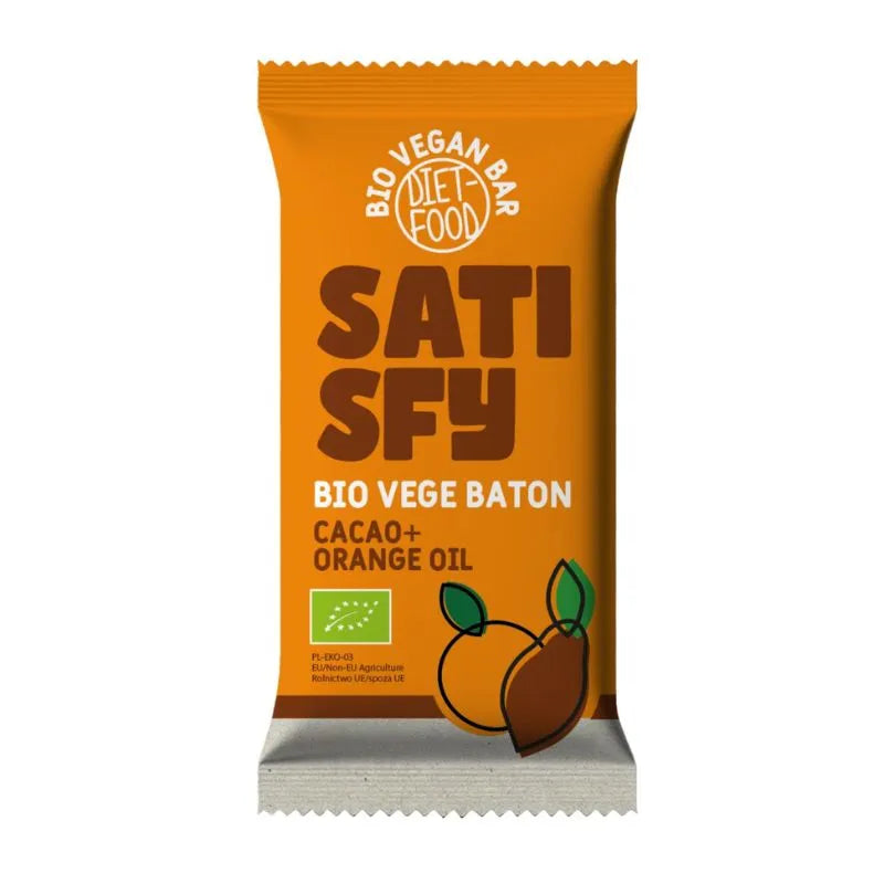 DIET FOOD - БИО ВЕГАН БАР SATISFY ШОКОЛАД И ПОРТОКАЛ - 35 г