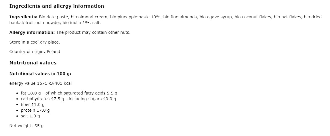 DIET FOOD - БИО ВЕГАН БАР FEEL GOOD С ПРЕБИОТИК - 35 г
