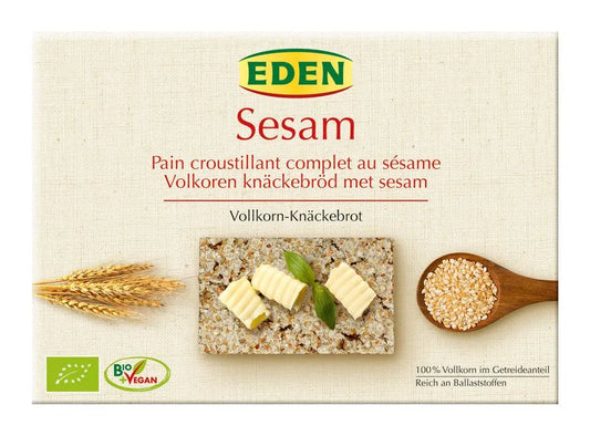 EDEN - БИО РЪЖЕНИ И ПЪЛНОЗЪРНЕСТИ СУХАРИ СЪС СУСАМ - 250 г