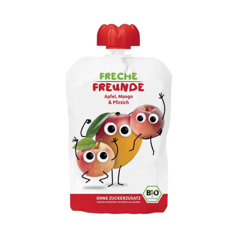 FRECHE FREUNDE - БИО ПЛОДОВА ЗАКУСКА ЯБЪЛКА, МАНГО И ПРАСКОВА - 100 г