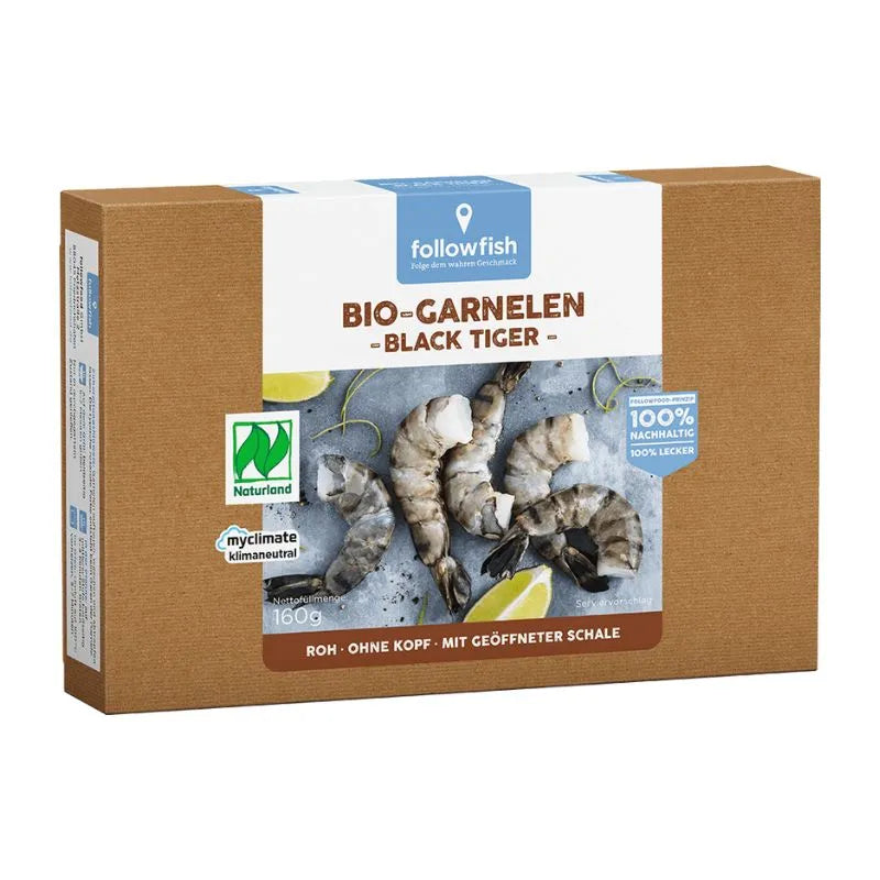 FOLLOW FOOD - БИО СКАРИДИ ЧЕРНИ ТИГРОВИ ЗАМРАЗЕНИ NATURLAND - 160 г