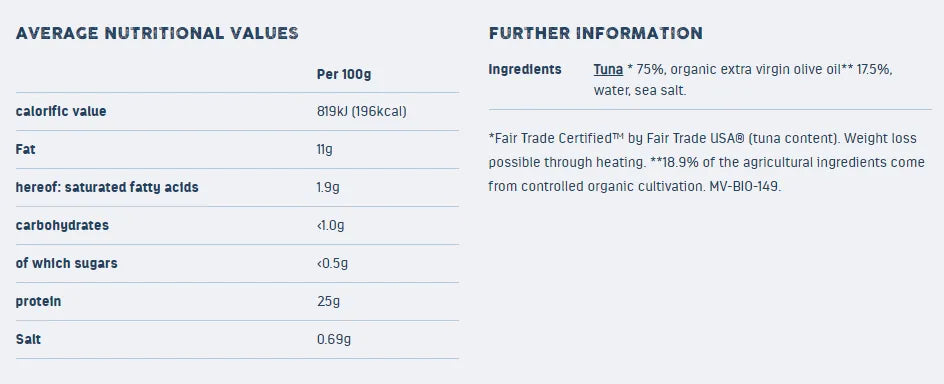 FOLLOW FOOD - ФИЛЕ ОТ РИБА ТОН В БИО ЗЕХТИН MSC FAIR TRADE - 160 г