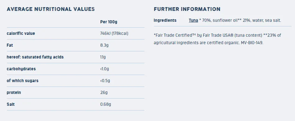 FOLLOW FOOD - ФИЛЕ ОТ РИБА ТОН В БИО СЛЪНЧОГЛЕДОВО МАСЛО MSC FAIR TRADE - 185 г