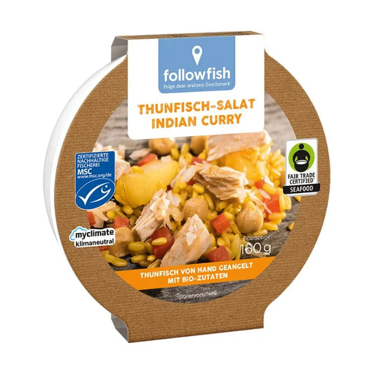 FOLLOW FOOD - САЛАТА ОТ РИБА ТОН MSC FAIR TRADE С ИНДИЙСКО КЪРИ - 160 г