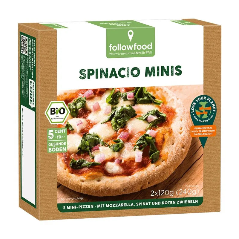 FOLLOW FOOD - БИО МИНИ ПИЦИ СЪС СПАНАК ЗАМРАЗЕНИ - 2 х 120 г