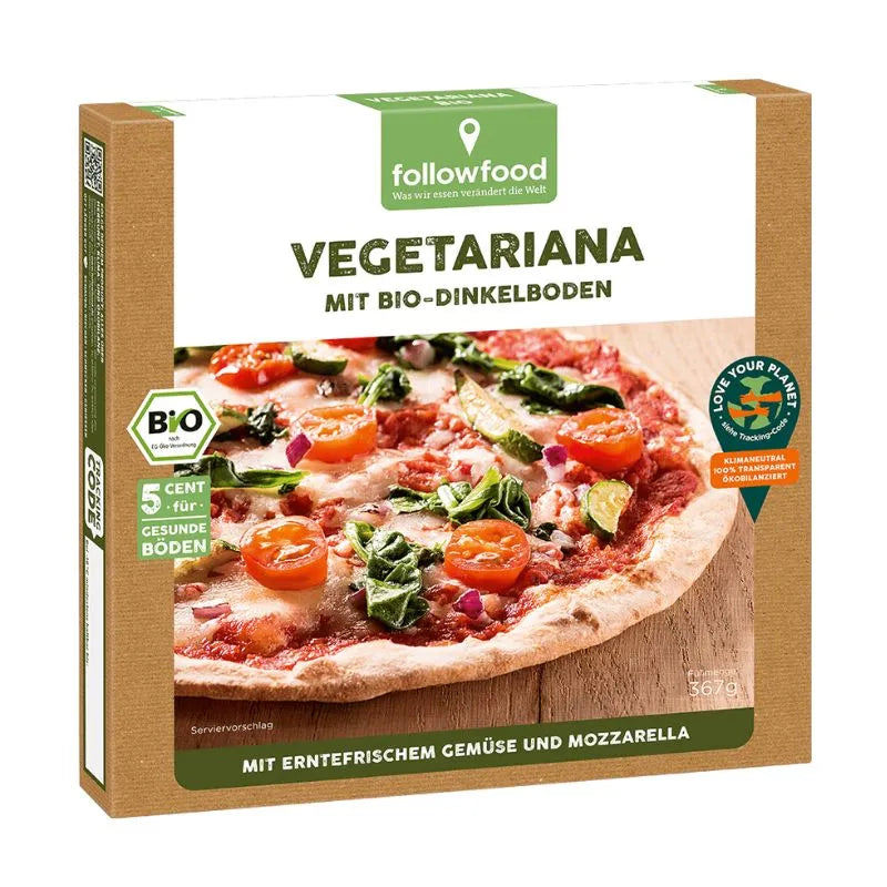 FOLLOW FOOD - БИО ПИЦА ВЕГЕТАРИАНА С БРАШНО ОТ СПЕЛТА ЗАМРАЗЕНА - 367 г