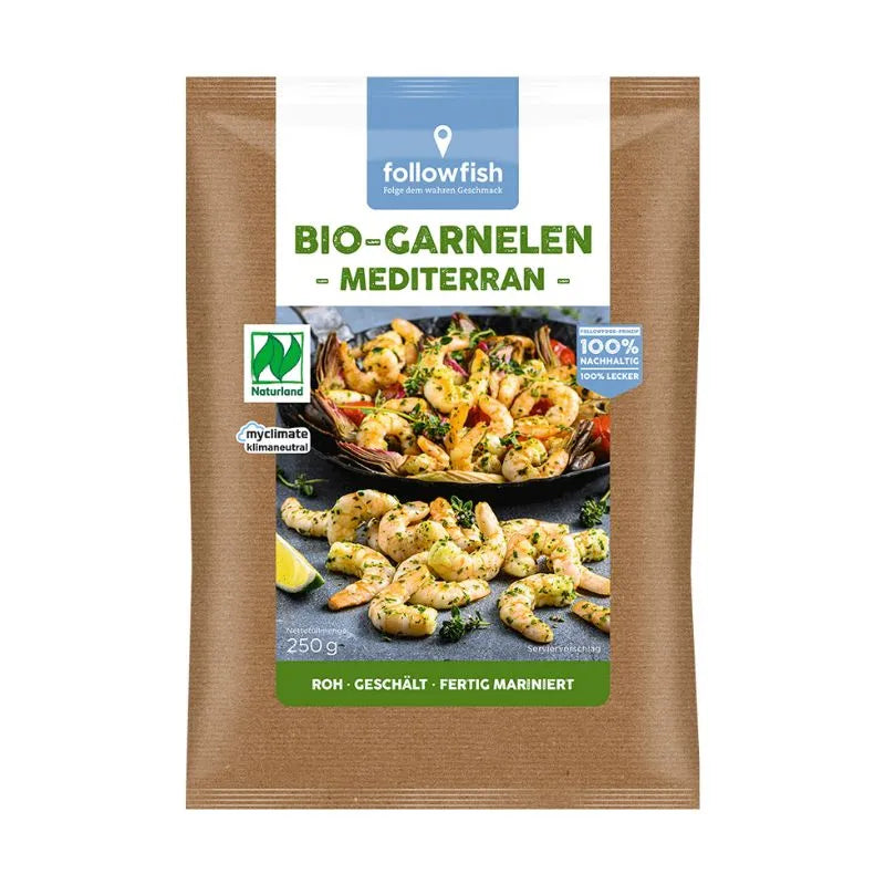 FOLLOW FOOD - БИО СКАРИДИ СРЕДИЗЕМНОМОРСКИ МАРИНОВАНИ ОБЕЛЕНИ ЗАМРАЗЕНИ NATURLAND - 250 г