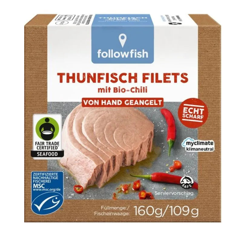 FOLLOW FOOD - ФИЛЕ ОТ РИБА ТОН С БИО ЧИЛИ MSC FAIR TRADE - 160 г
