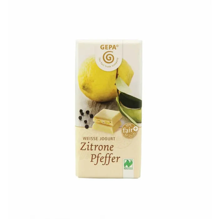GEPA - БИО ШОКОЛАД БЯЛ С ЙОГУРТ И ЛИМОН (ZITRONE PFEFFER) - 40 г